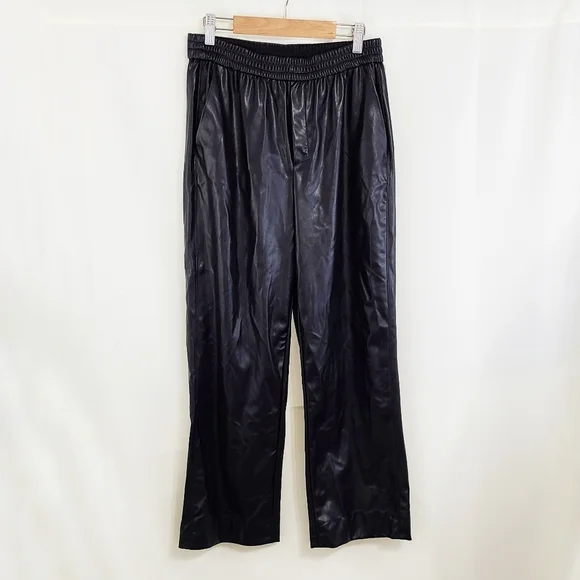 Bailey 44 Imogen black leather wide leg pants size medium cropped NEW